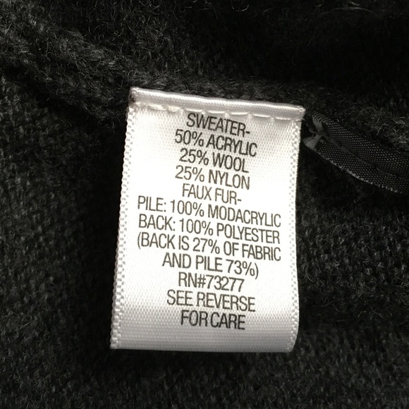 Simply Vera Vera Wang dark gray size M cardigan sweater with faux fur - Picture 4 of 4